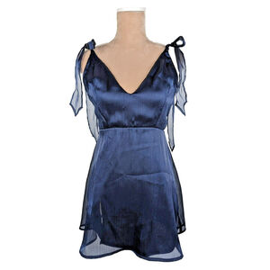 Lucy in the Sky Navy Shimmer Chiffon Mini Dress Iridescent Medium Coquette Sexy
